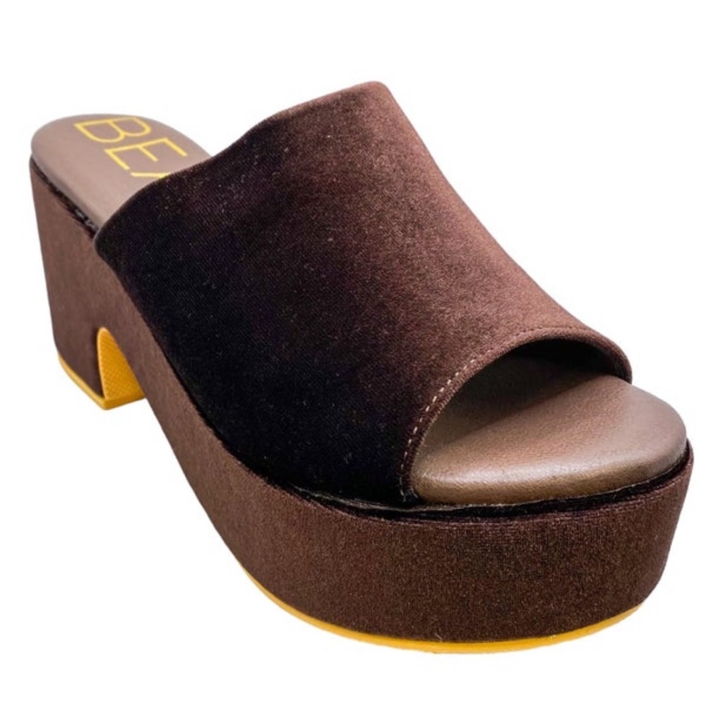 Beach by Matisse Terry Platform Heel Sandal Chocolate Brown Velvet Size Size 10